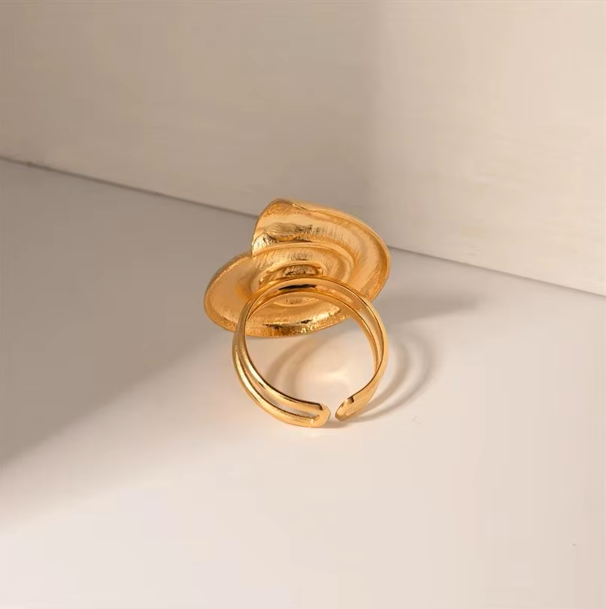 Stainless Steel Waterproof Ribbed Big Shells Chunky Shell Stud Earrings Gold Plated Small Snail Shell Conch Ring Party Gift