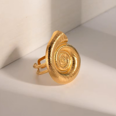 Stainless Steel Waterproof Ribbed Big Shells Chunky Shell Stud Earrings Gold Plated Small Snail Shell Conch Ring Party Gift