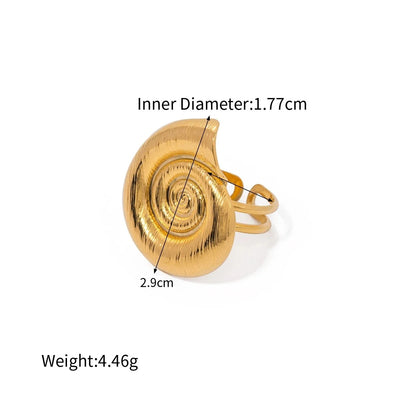 Stainless Steel Waterproof Ribbed Big Shells Chunky Shell Stud Earrings Gold Plated Small Snail Shell Conch Ring Party Gift