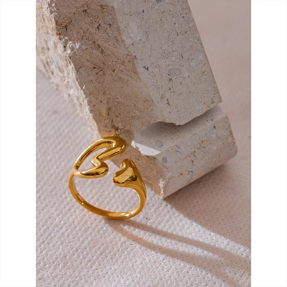 Yhpup Stainless Steel Heart Love Hollow Minimalist Ring Chic 18K PVD Gold Plated Metal Charm Fashion Jewelry by svetanehmer www__