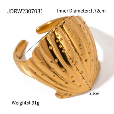 Uworld Waterproof Gold Stainless Steel Hammered Ring For Women Unique Design Fashion Charm Trendy Personalized Jewelry Anillo